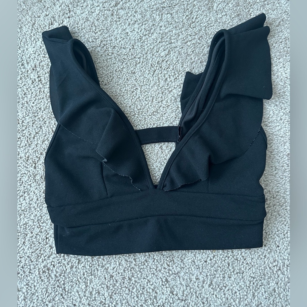 Black low cut crop top